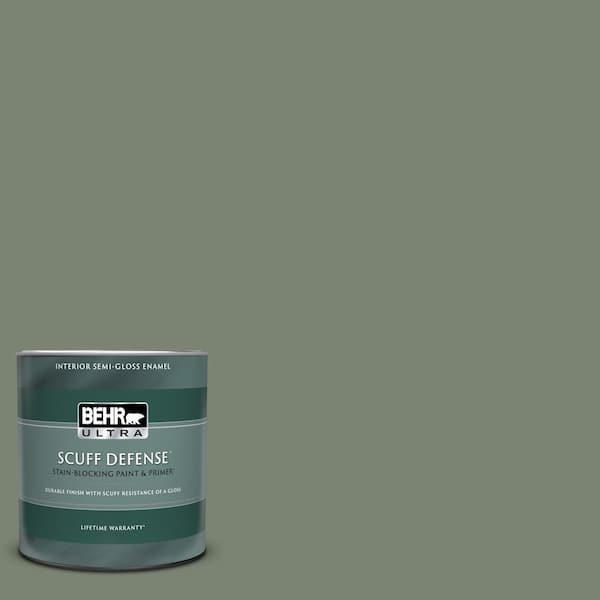 BEHR Ultra 1 gal. #ICC-77 Sage Green Semi-Gloss Enamel Exterior Paint & Primer