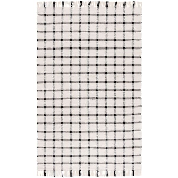 Montauk 3 ft. x 5 ft. Ivory/Black Geometric Lattice Area Rug