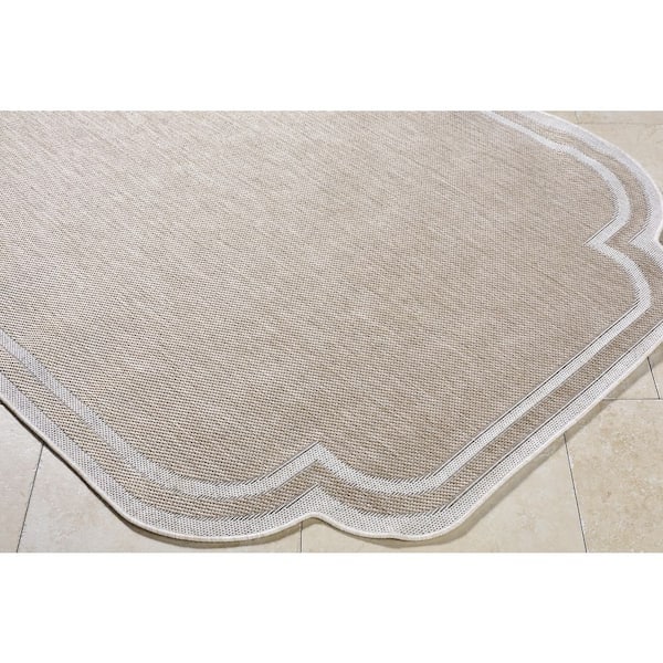 Miami Beach MBH-2314 7 ft. x 9 ft. Indoor/Outdoor Machine Woven Rug, Brown Area Rug