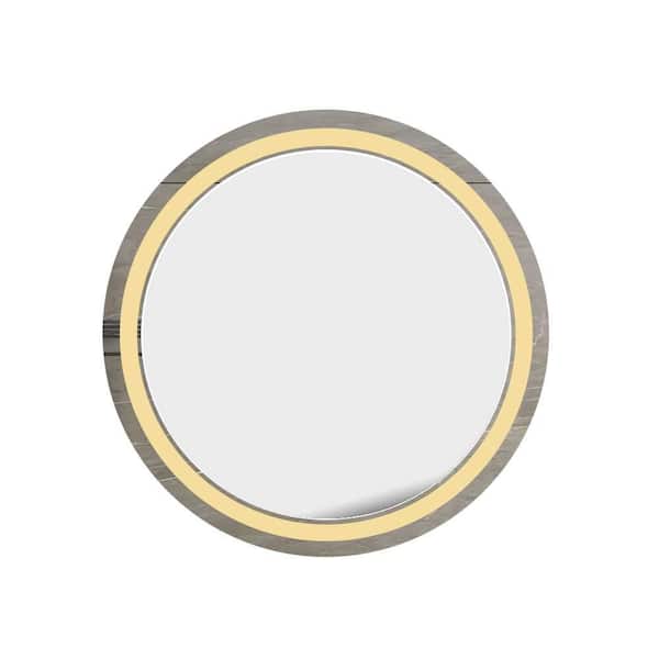 White 27 in. W x 27 in. H LED Round Metal Framed Wall Mirror
