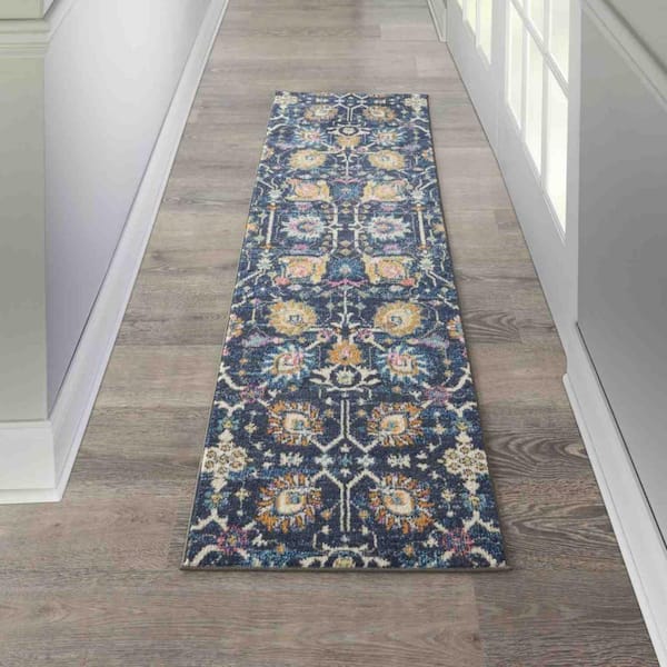 HomeRoots Navy 2 ft. x 8 ft. Polypropylene Runner Area Rug 2000385223 - The  Home Depot