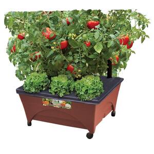 24.5 in. x 20.5 in. Patio Raised Garden Bed Grow Box Kit with Watering System and Casters in Terra Cotta