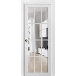 3355 42 in. x 80 in. 1 Panel White Finished Pine Wood Sliding Door with Pocket Hardware