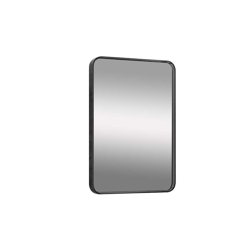 Black 30 in. W x 22 in. Modern Rectangle Aluminum Alloy Framed Wall Mirror