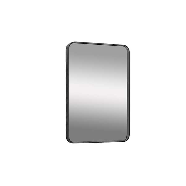 Unbranded Black 30 in. W x 22 in. Modern Rectangle Aluminum Alloy Framed Wall Mirror