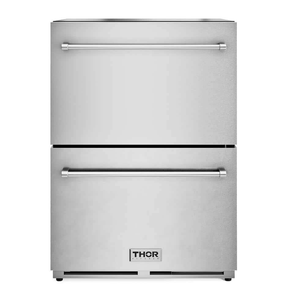 Thor Kitchen 24 in. 3.36 cu. ft. Built-in Undercounter Double Drawer Freezer in Stainless Steel, Silver