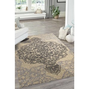 Ivory 8 ft. x 10 ft. Hand Tufted Wool Bohemian Oriental Medallion Area Rug