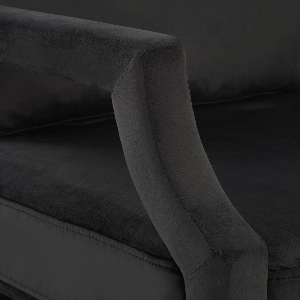 Mid-Century Black Velvet Accent Chair with Pine Wood Frame