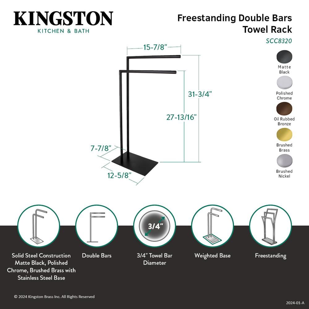 Brushed Brass Dual-Tier Freestanding Towel Rack