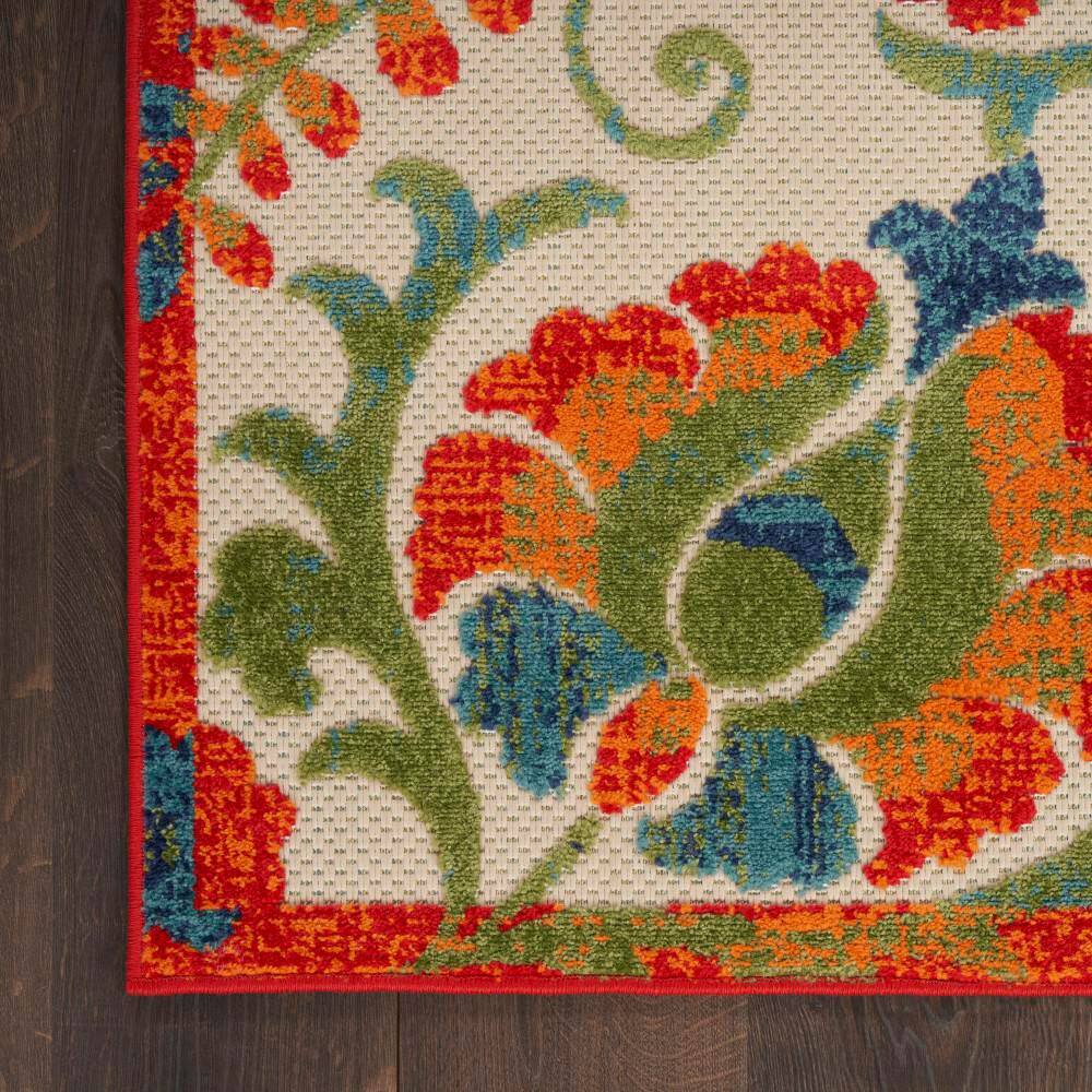Aloha Red Multicolor Floral Synthetic Outdoor Rug 5'3" x 7'5"