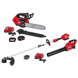 M18 FUEL 14 in. Top Handle 18V Lithium-Ion Brushless Cordless Chainsaw w/String Trimmer/Blower, (3) Battery, (2)Charger