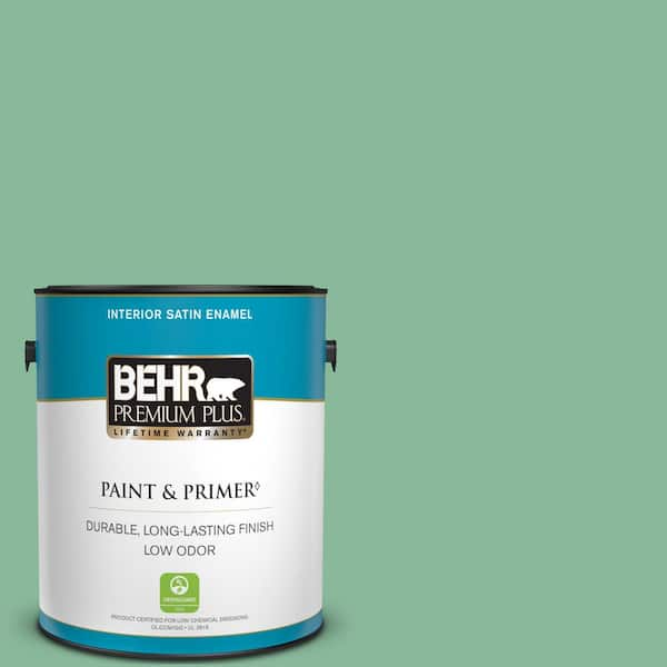 BEHR PREMIUM PLUS 1 gal. #470D-4 Garden View Satin Enamel Low Odor Interior Paint & Primer