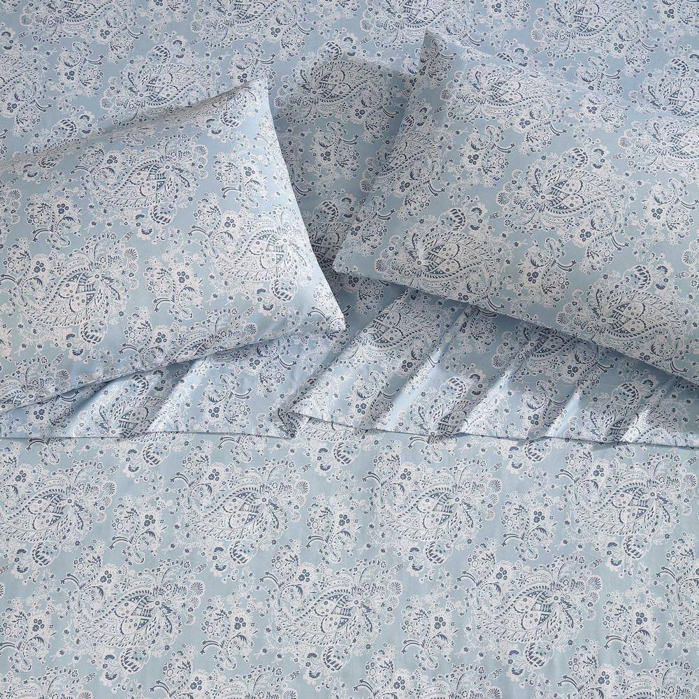 Prairieland Paisley Blue King Microfiber Sheet Set