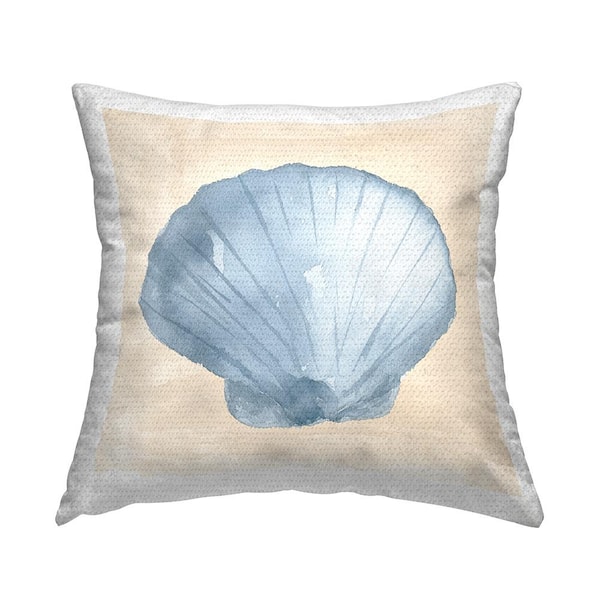 Stupell Industries Beige Nautical Clam Shell Blue Square Outdoor Throw Pillow