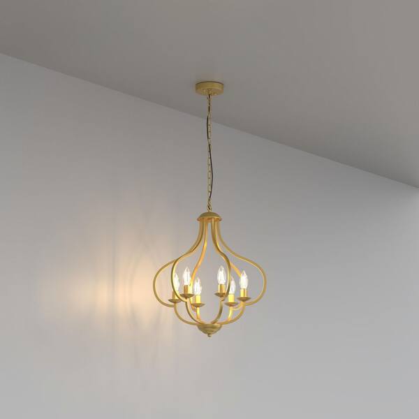 Emeritpro 6-Light Light Gold Traditional Chandelier with Candle