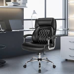 500LBS Faux Leather High Back Big and Tall Office Chair Adjustable Task Chair in Black
