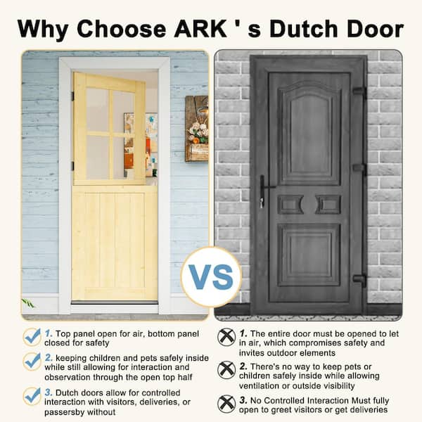 Assembly Required 32 in. x 80 in. Pine Universal 4-Lite Clear Glass Unfinished Wood Front Door Dutch w/Separate Jamb