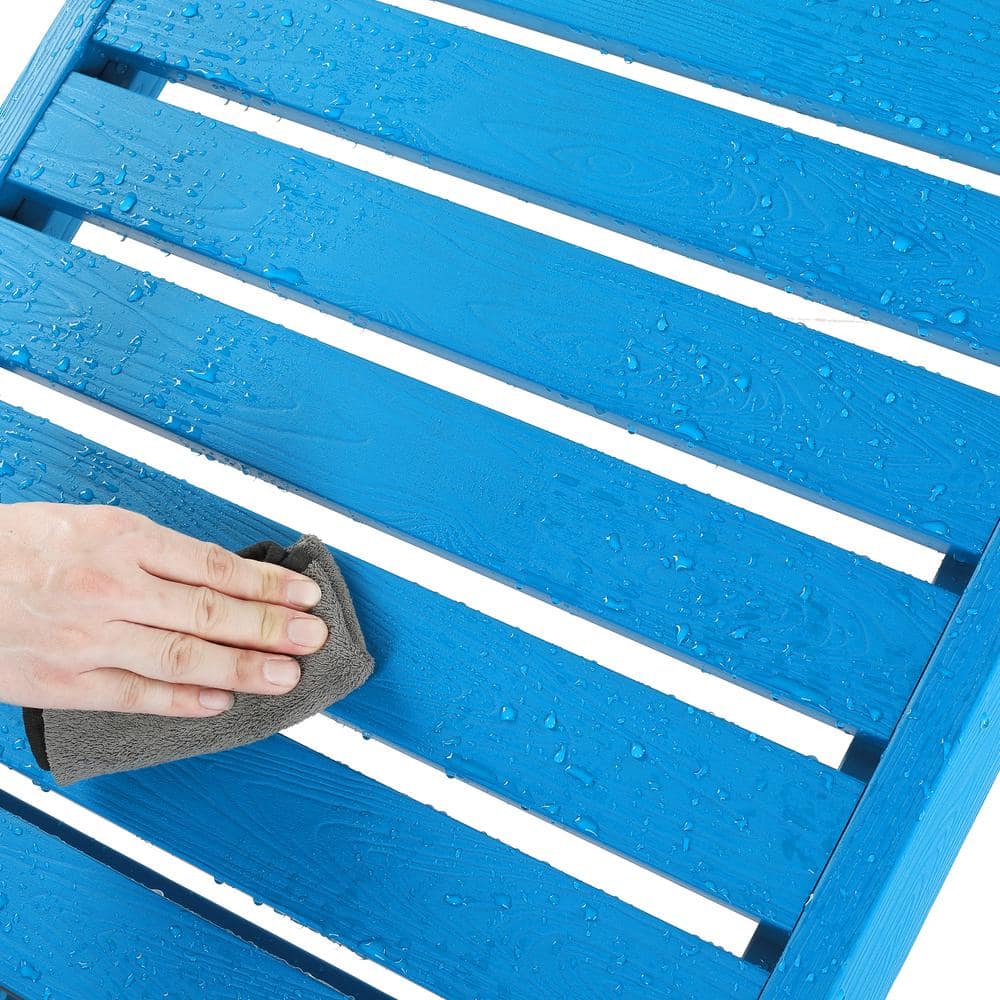 Blue Adjustable Plastic Outdoor Chaise Lounge with Arms