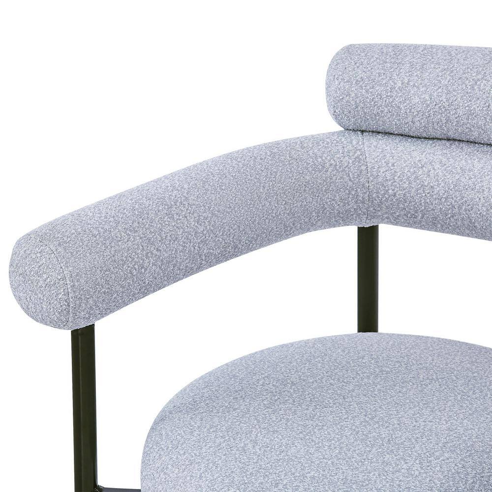 Gray Upholstered Metal Armchair Set with Low Slat Back