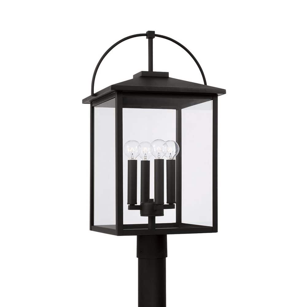 Bryson 4-Light Black Metal Outdoor Rust Resistant Post Light with Clear Glass and No Bulbs Included price history on PriceWatchPro