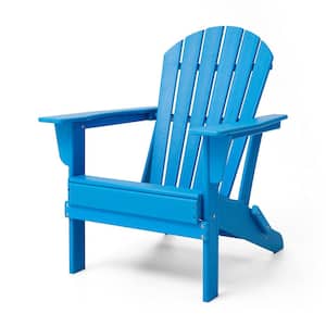 Outdoor Patio Pacific Blue HDPE Plastic Folding Adirondack Chair