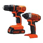 BLACK DECKER 20V MAX Lithium Ion Cordless Drill Driver and Impact