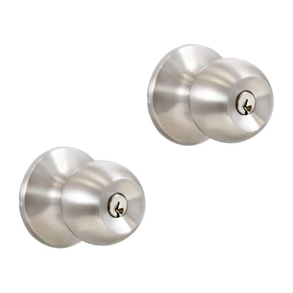 Premier Lock Stainless Steel Entry Door Knob with 4 KW1 Keys Keyed Alike (2-Pack)