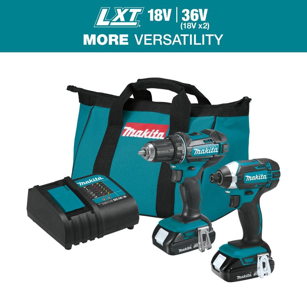 Makita 18V LXT Lithium Ion Cordless Compact 2 Piece Combo Kit 1.5 Ah Driver Drill Impact Driver CT225SYX The Home Depot