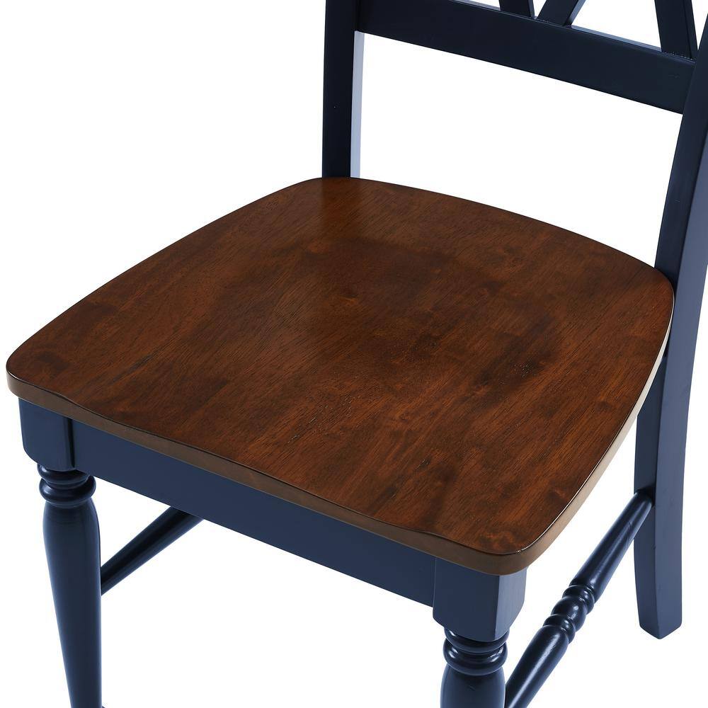 Navy High Cross Back Wood Side Chair Set