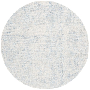 Abstract Light Blue/Ivory 6 ft. x 6 ft. Contemporary Marble Round Area Rug