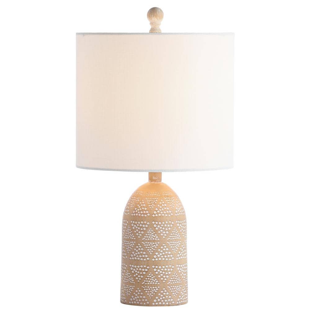 Nava Beige Geometric Polka Dot Table Lamp with Drum Shade