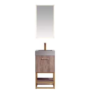 Alistair 18 in. W x 18 in. D x 34 in. H Single Sink Bath Vanity in North Carolina Oak with Grey Composite Top and Mirror