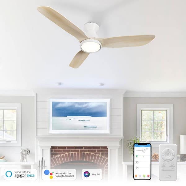 Antrim 52 in. Dimmable LED Indoor/Outdoor White Smart Ceiling Fan with Light and Remote, Works with Alexa/Google Home