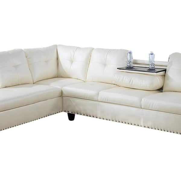Left Facing Sectional Sofa Set, Faux Leather Curved Sectional Sofa Set