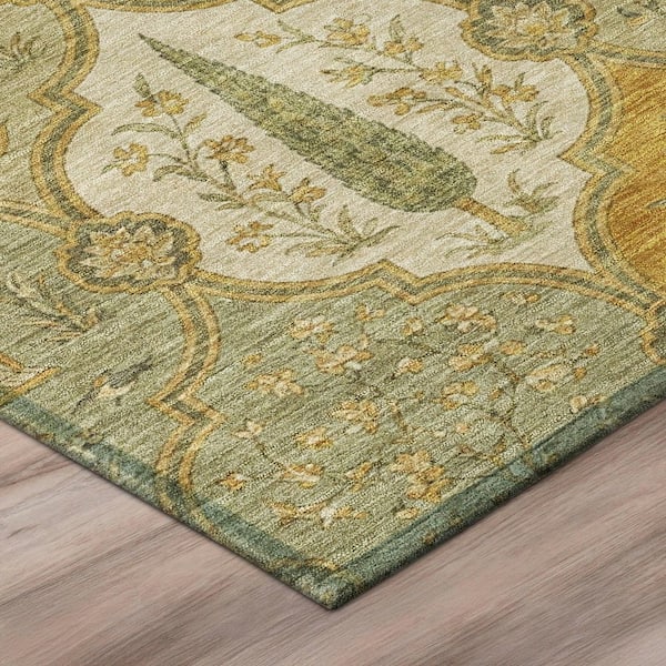 Chantille Machine Washable Indoor/Outdoor Abstract ACN3018 Gold 10 ft. x 14 ft. Area Rug