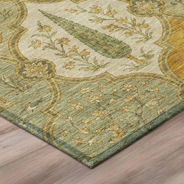 Chantille Machine Washable Indoor/Outdoor Abstract ACN3018 Gold 8 ft. x 10 ft. Area Rug