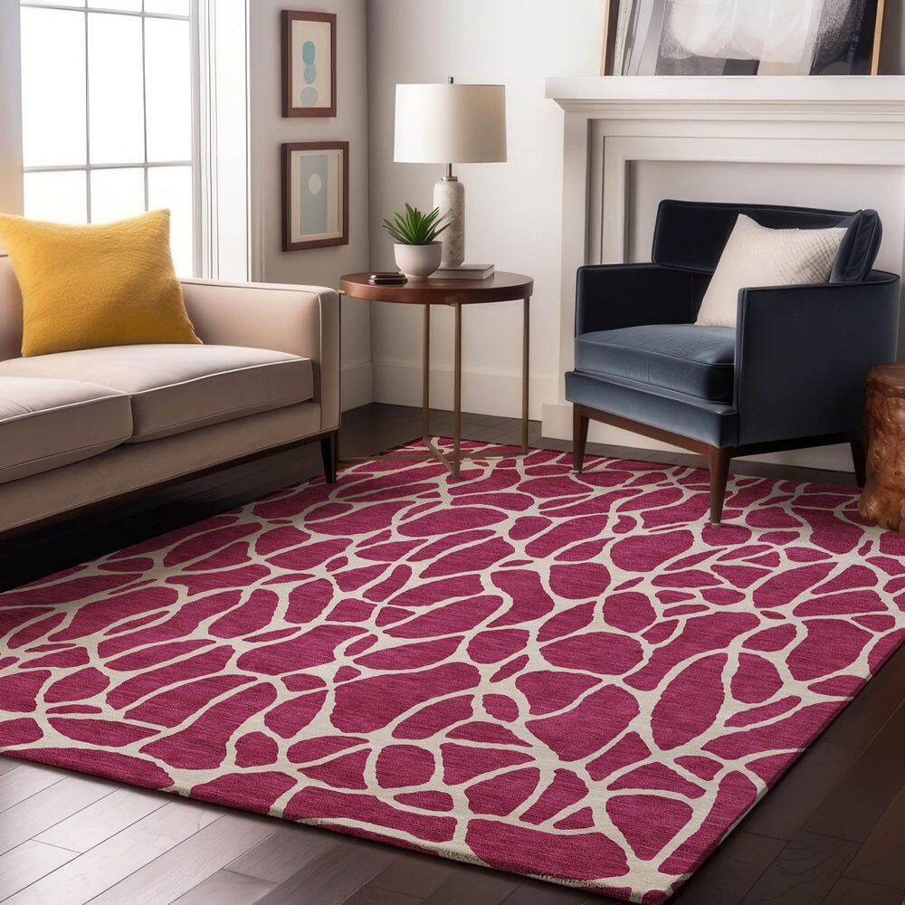 Mayfield Premium Machine Washable Abstract AMF1024 Blush 3 ft. x 4 ft. Area Rug price history on PriceWatchPro