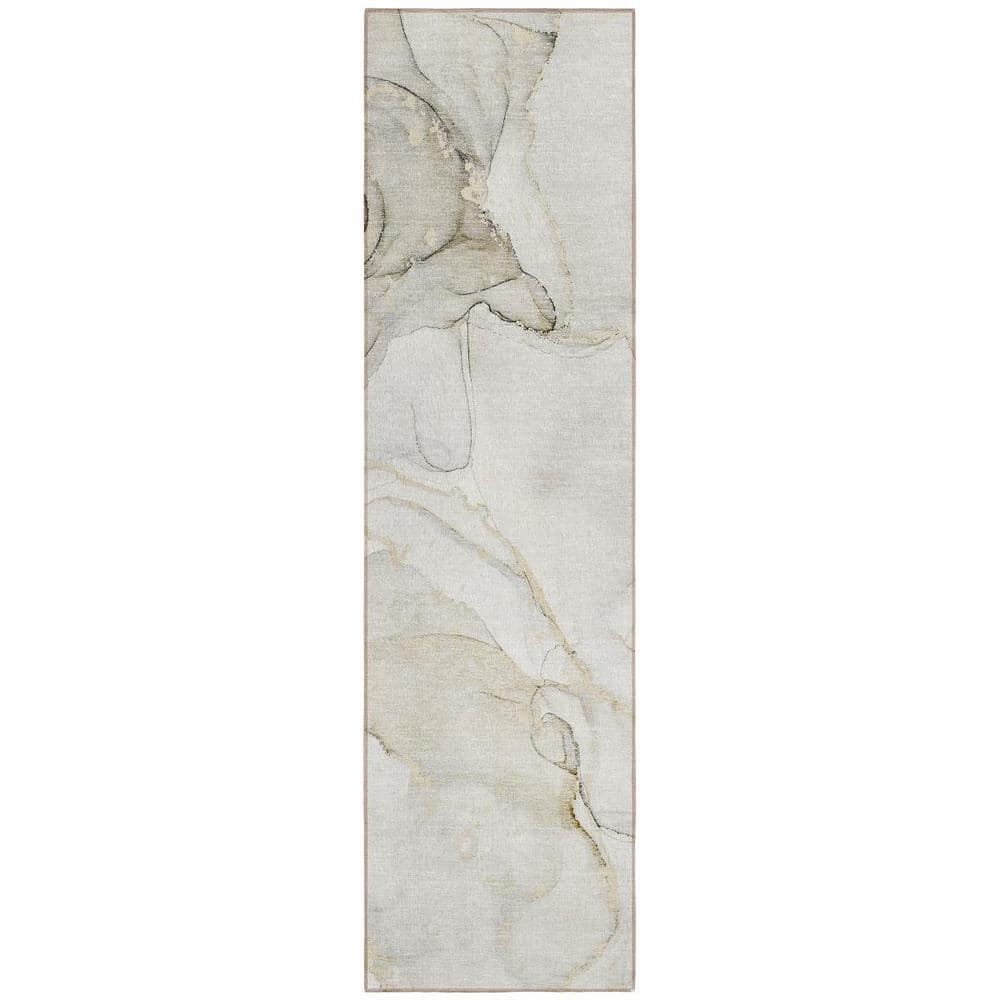 Beige and Ivory 2 ft. x 8 ft. Woven Abstract Polyester Runner Indoor/Outdoor Area Rug price history on PriceWatchPro