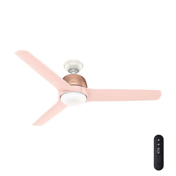 Hunter Norden 54 in. Integrated LED Indoor Satin Copper Ceiling Fan with Light Kit and Remote Control