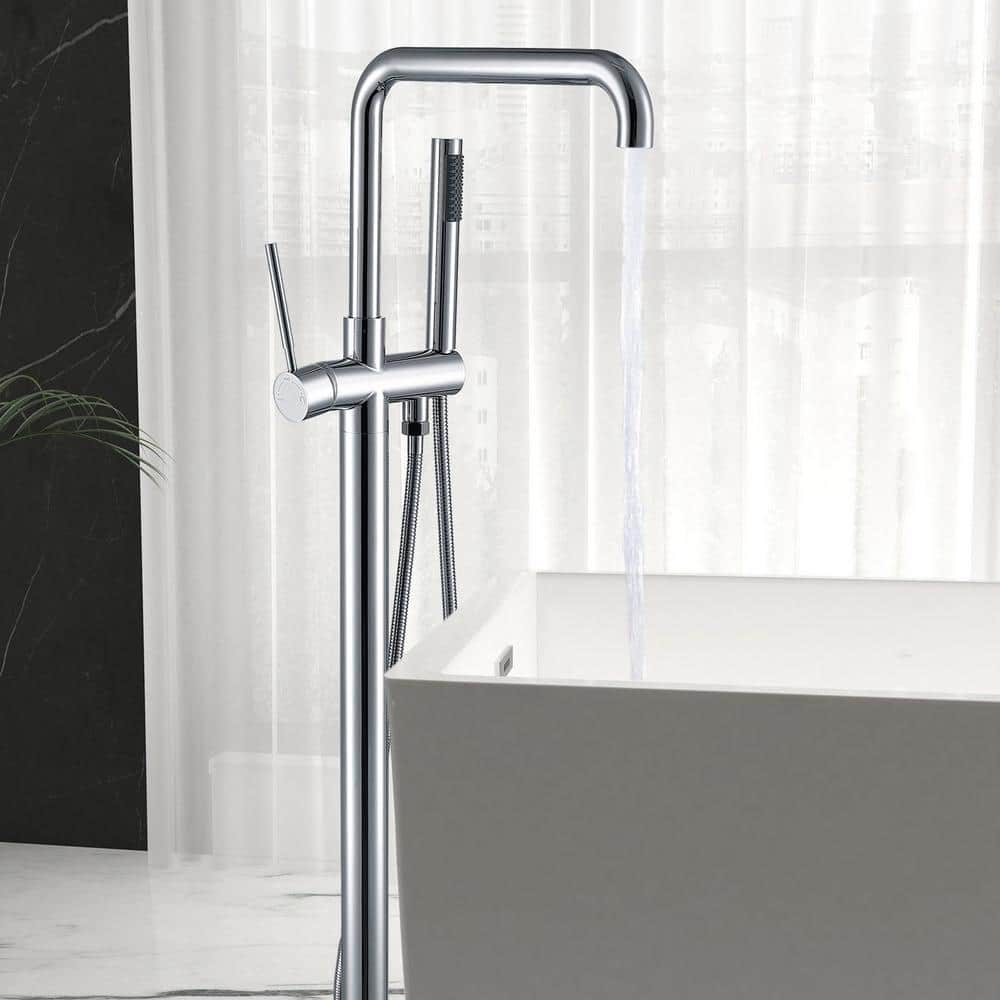 Chrome Freestanding High Arc Tub Filler with Lever Handle