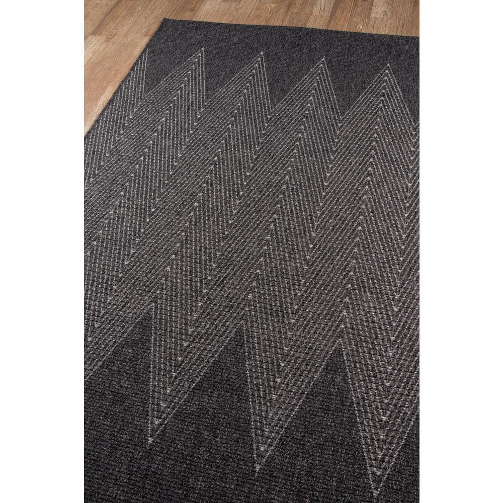 Charcoal Geometric Indoor Outdoor Polypropylene Area Rug 9'10" x 13'2"