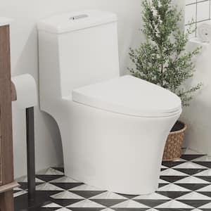 Hugo 1-piece 1.1/1.6 GPF Dual Flush Elongated Toilet in Glossy White, Seat Included