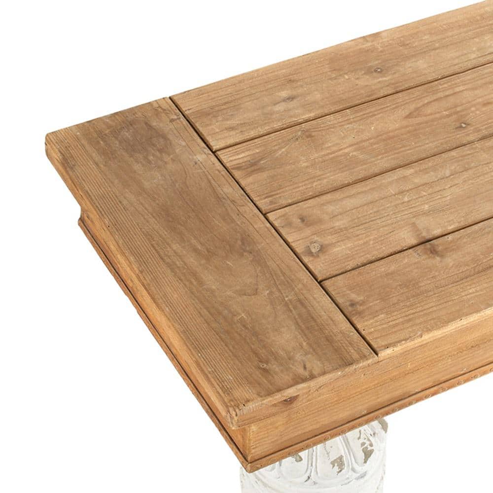 Vintage Whitewashed Mirrored Fir Wood Buffet Table