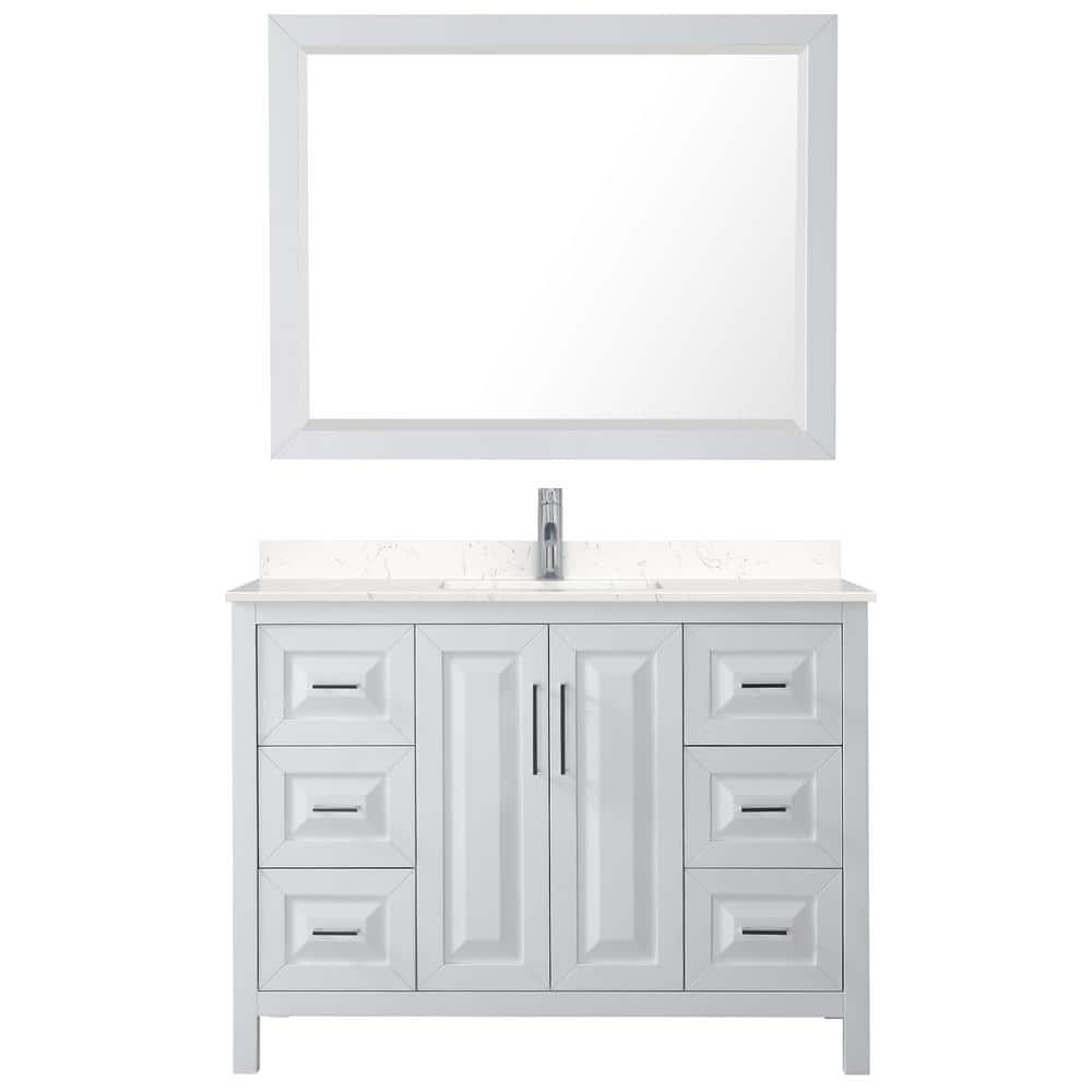 Daria 48" White Freestanding Single Vanity with Carrara Marble Top