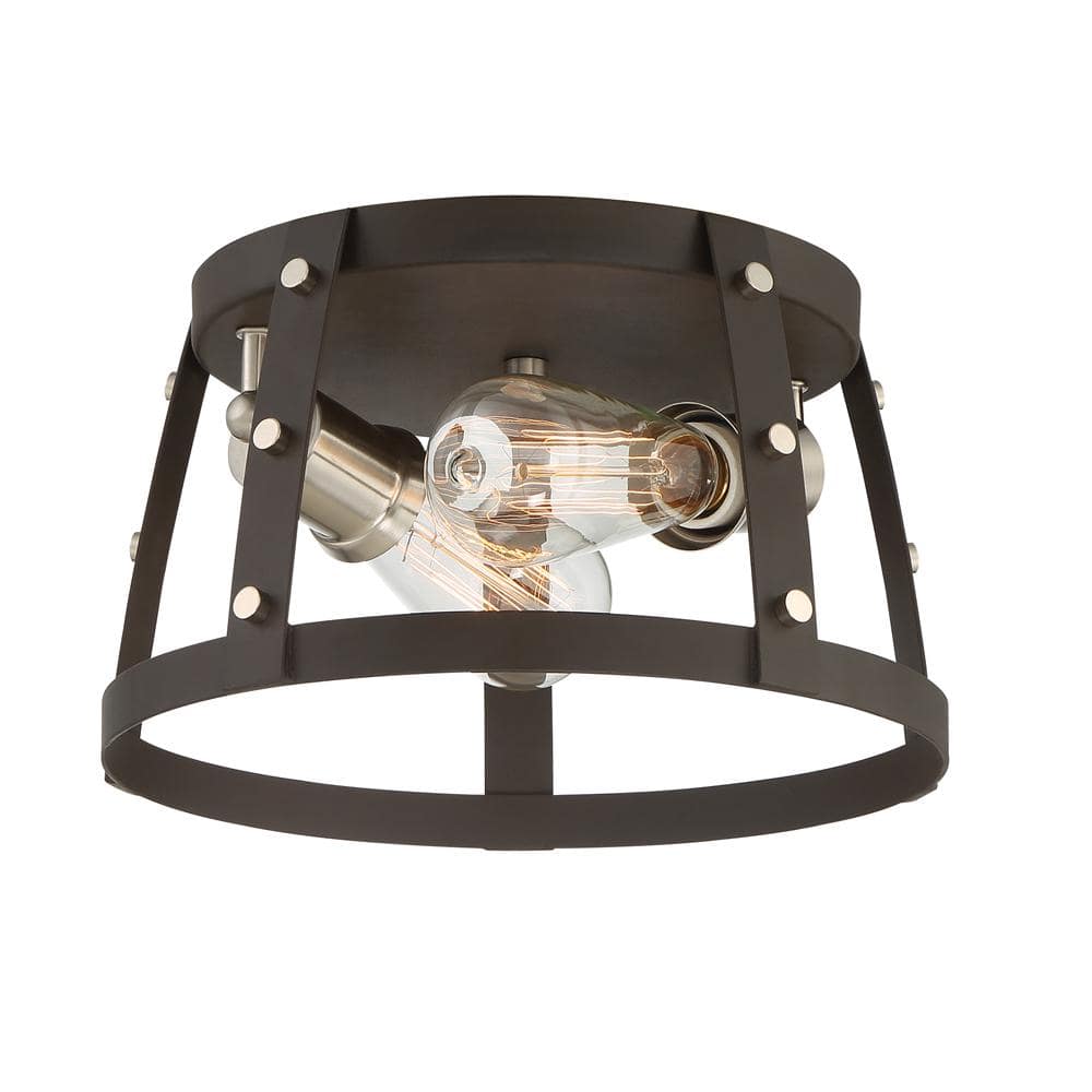 Rustique Glass Drum Flush Mount Ceiling Light