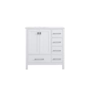 32 in. W x 22 in. D x 34 in. H Single Bathroom Vanity in White with Engineered Stone Top in White with White Basin