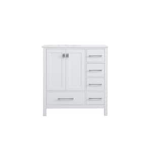 32 in. W x 22 in. D x 34 in. H Single Bathroom Vanity in White with Engineered Stone Top in Calacatta with White Basin