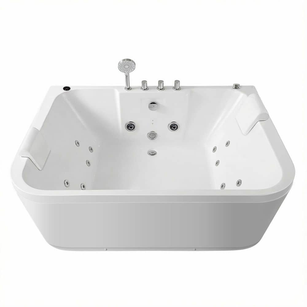 62 in. x 44 in. Alcove Whirlpool Bathtub with Center Drain in Milk White, 16 Hydro Jets, Chromatherapy, Built-In Heater price history on PriceWatchPro