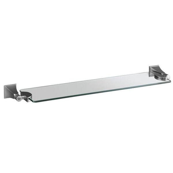 KOHLER Memoirs Wall-Mount 24 in. W Glass Shelf in Brushed Chrome-DISCONTINUED