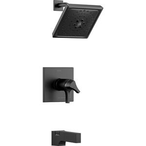Zura TempAssure 1-Handle Tub and Shower Faucet Trim Kit with H2Okinetic Spray in Matte Black (Valve Not Included)